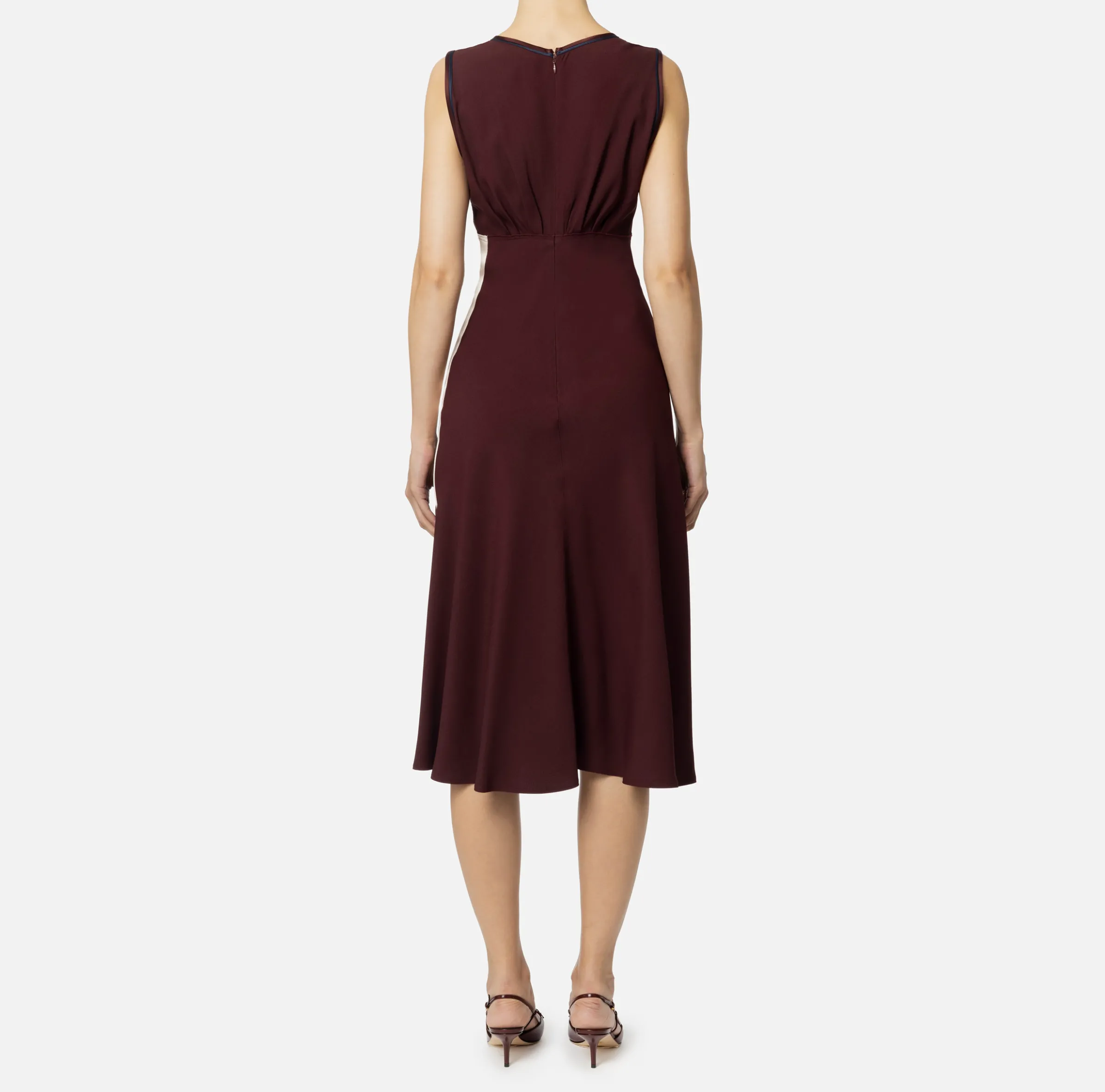 Abito midi in satin con bande
