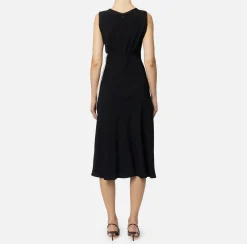 Abito midi in satin con bande