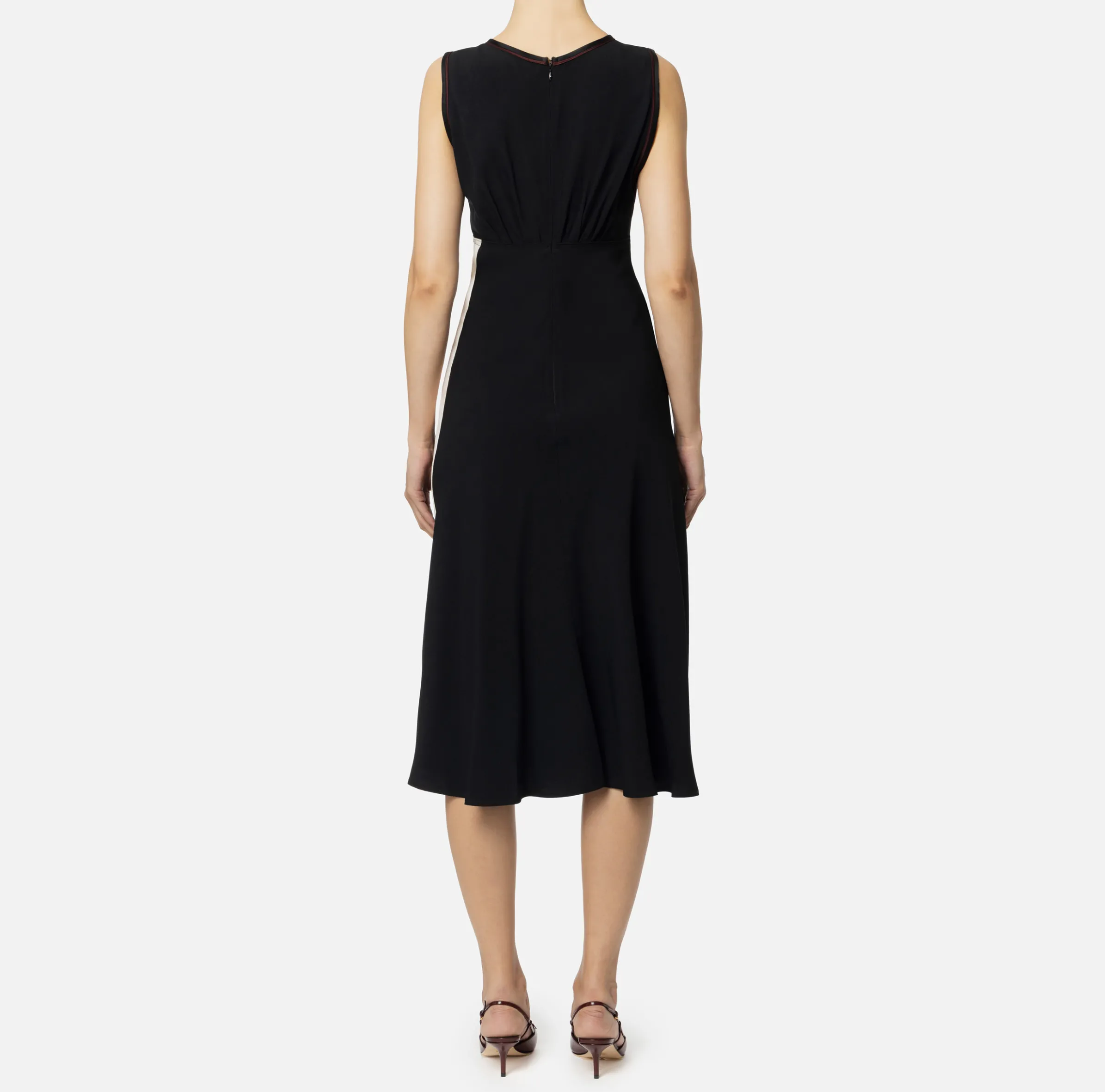 Abito midi in satin con bande