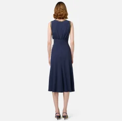Abito midi in satin con bande