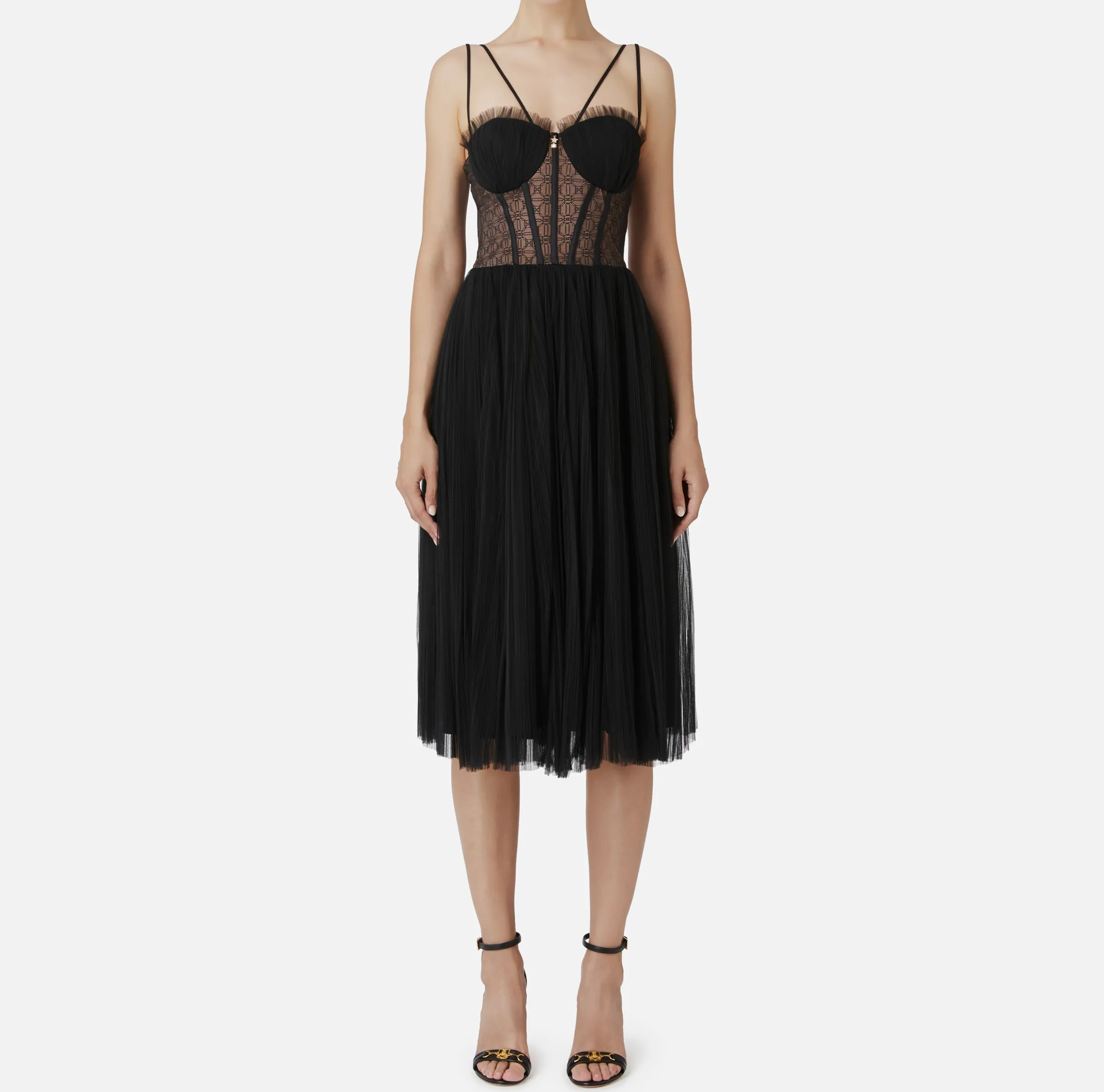 Abito midi in tulle plissettato