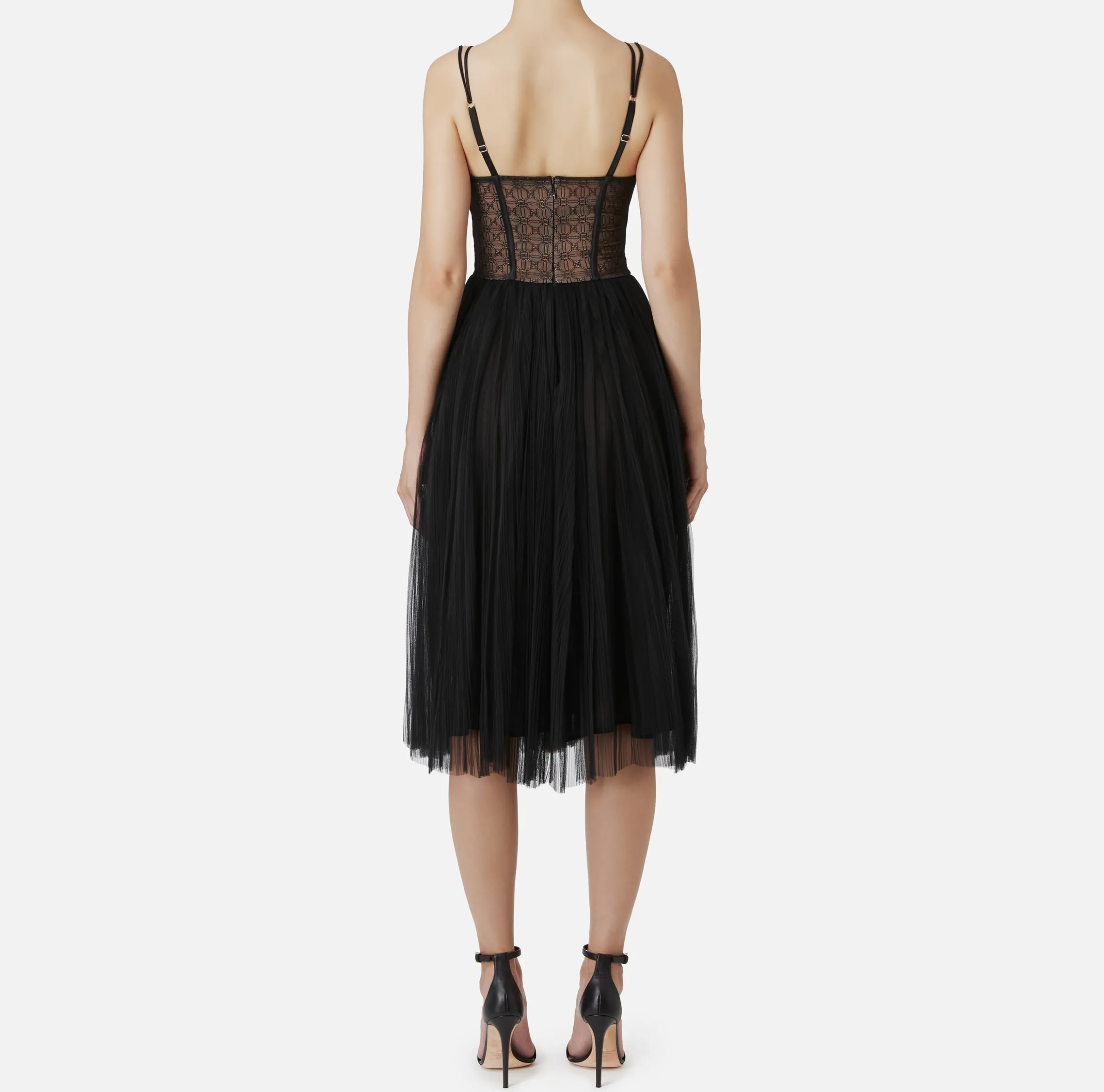 Abito midi in tulle plissettato