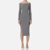 Abito midi in viscosa con bottoni sullo spacco