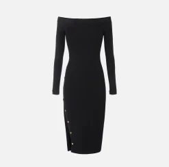 Abito midi in viscosa con bottoni sullo spacco