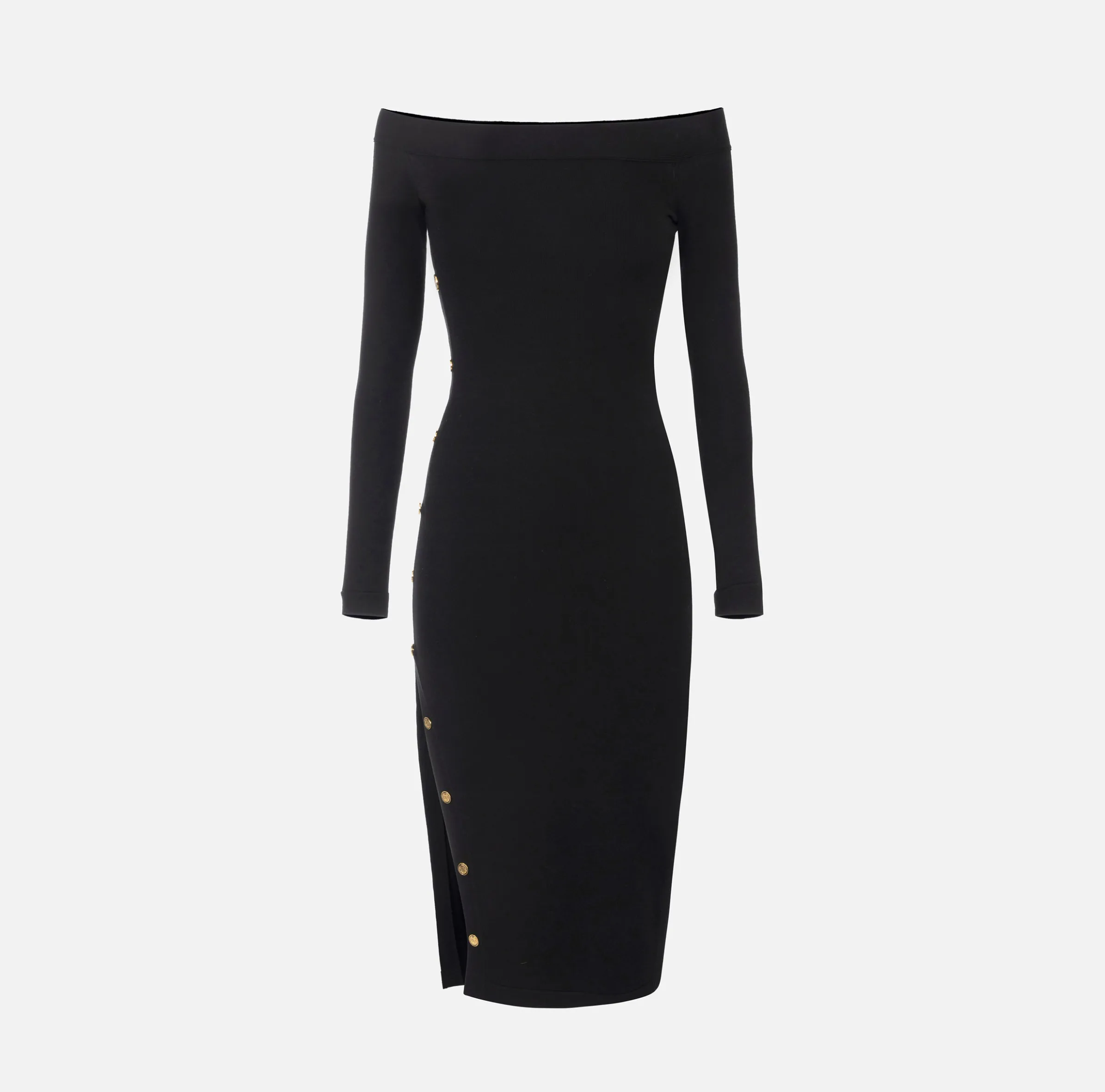 Abito midi in viscosa con bottoni sullo spacco