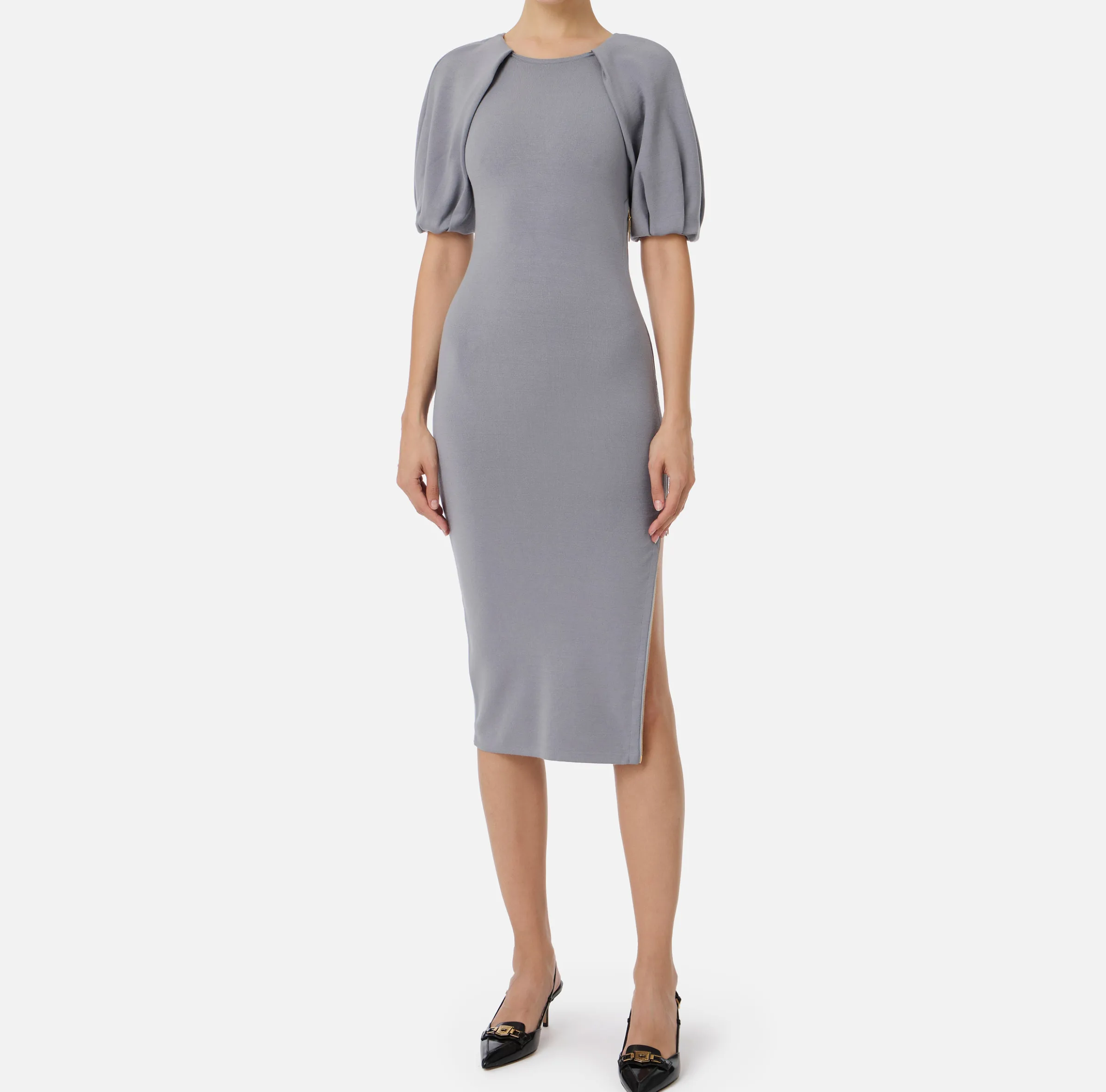 Abito midi in viscosa con dettaglio zip