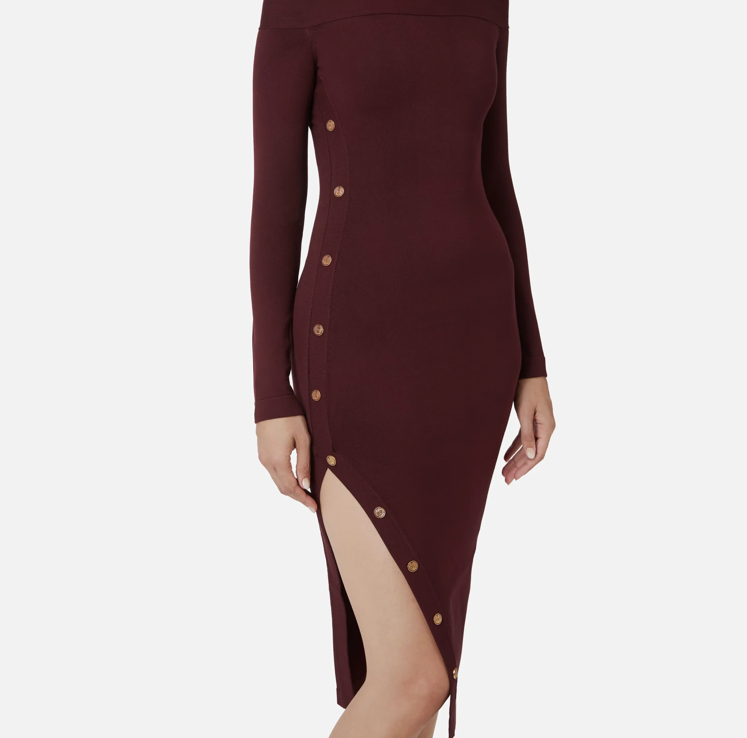 Abito midi in viscosa con bottoni sullo spacco