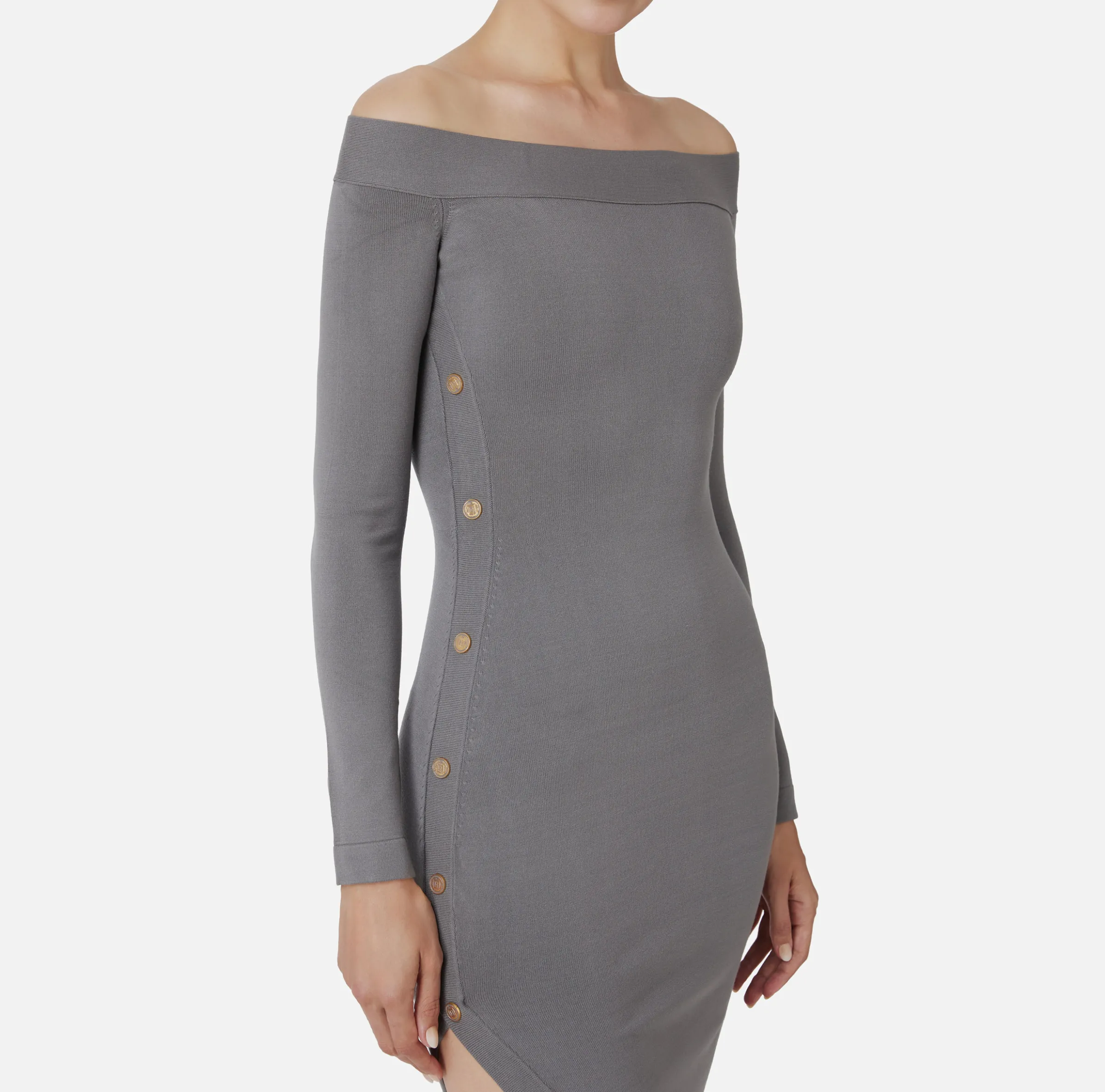 Abito midi in viscosa con bottoni sullo spacco