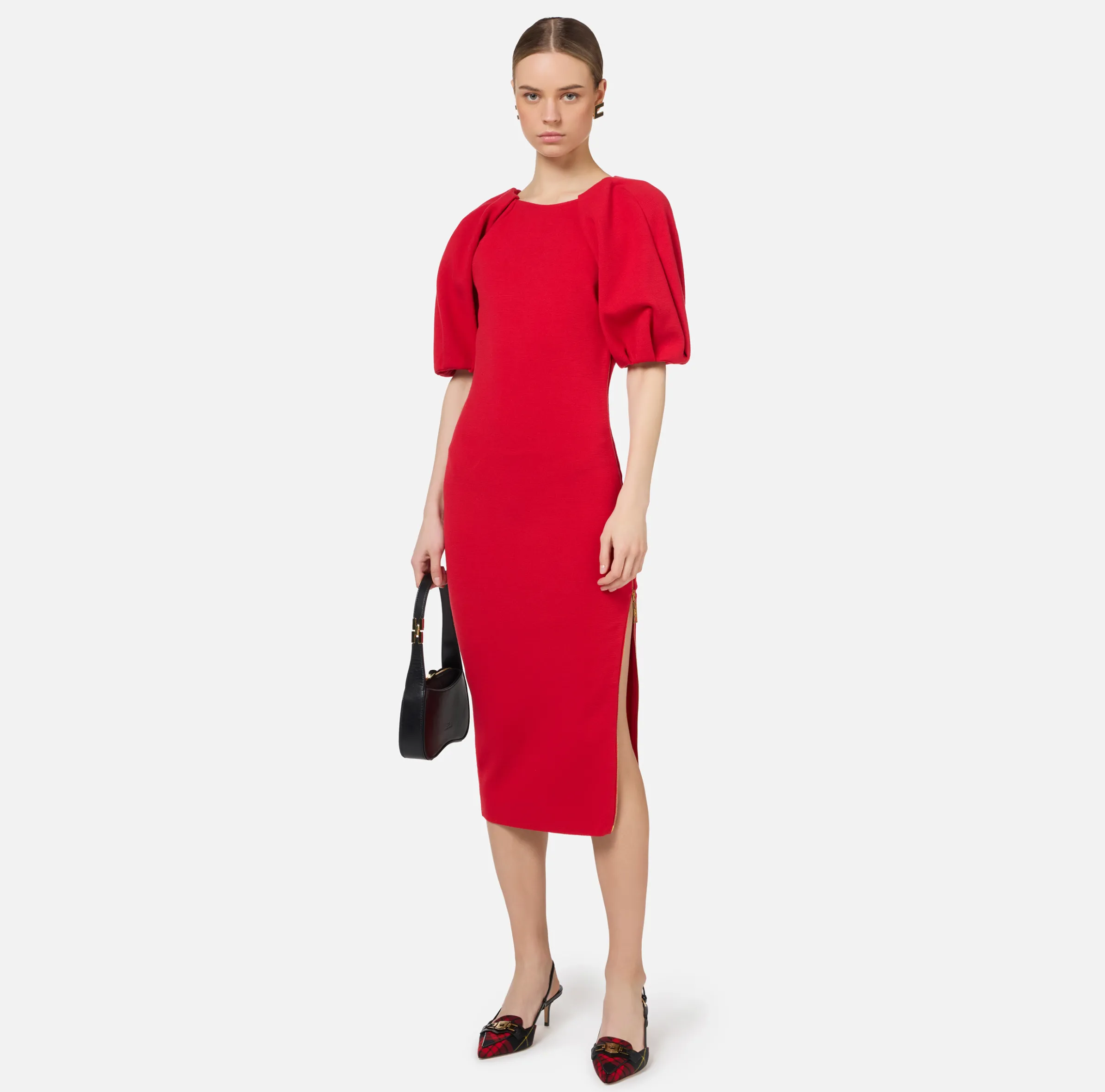 Abito midi in viscosa con dettaglio zip