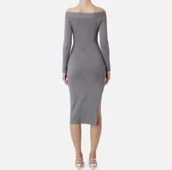 Abito midi in viscosa con bottoni sullo spacco