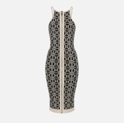Abito midi logo jacquard