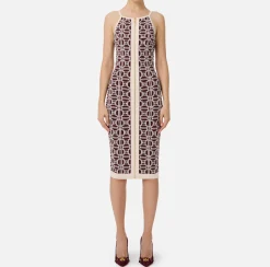 Abito midi logo jacquard