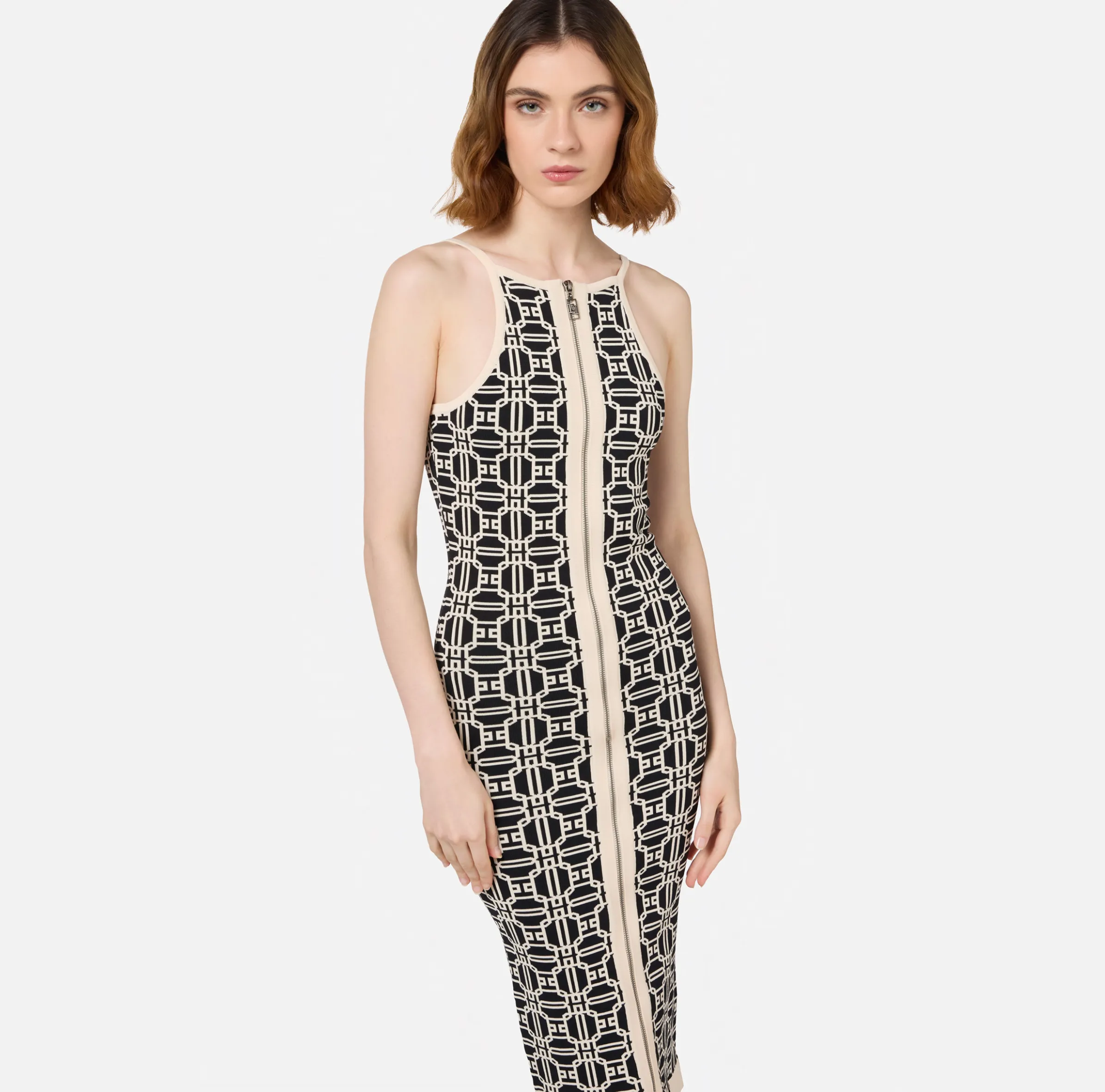 Abito midi logo jacquard