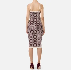 Abito midi logo jacquard