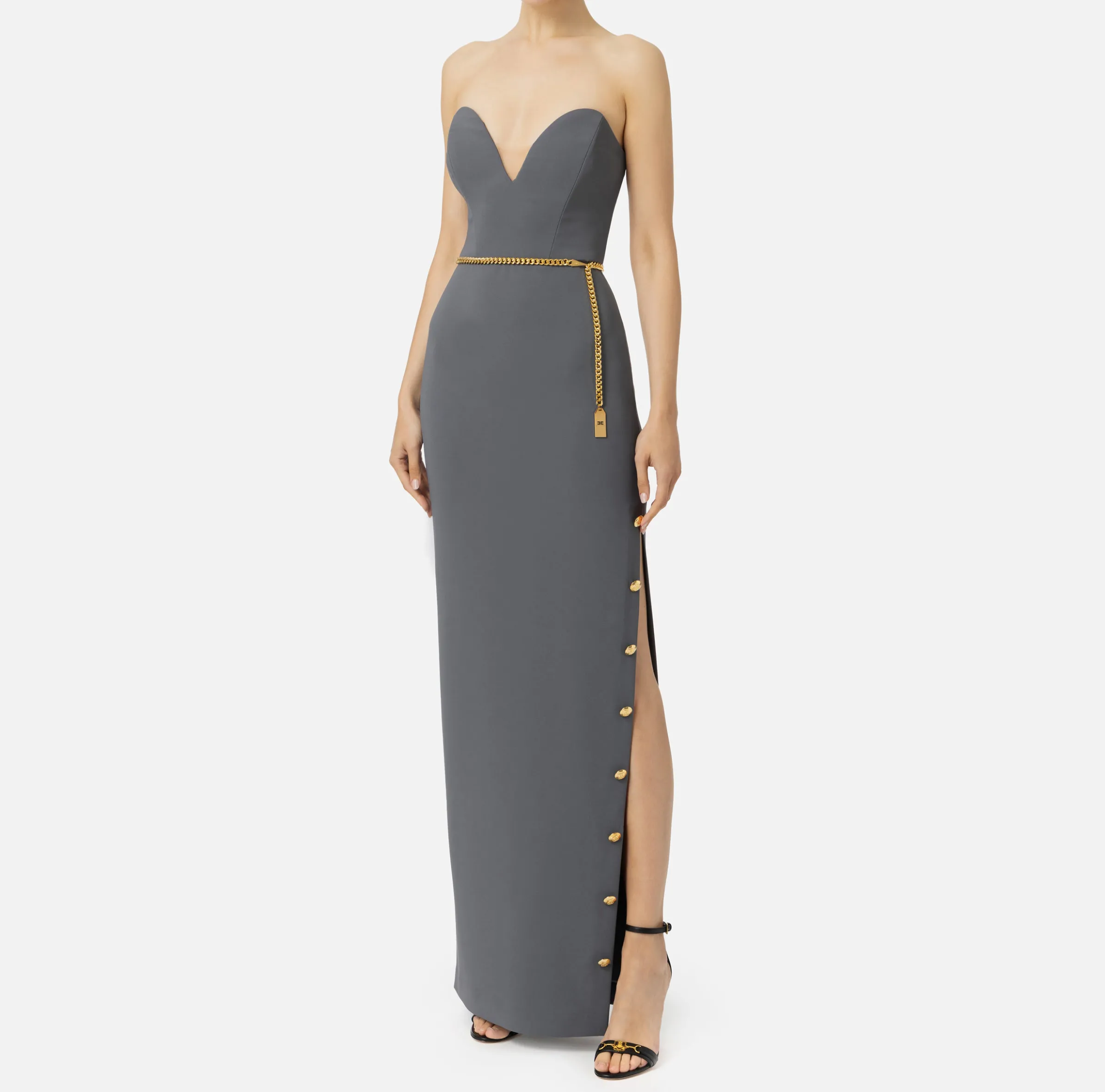 Abito red carpet in crêpe con scollo bustier