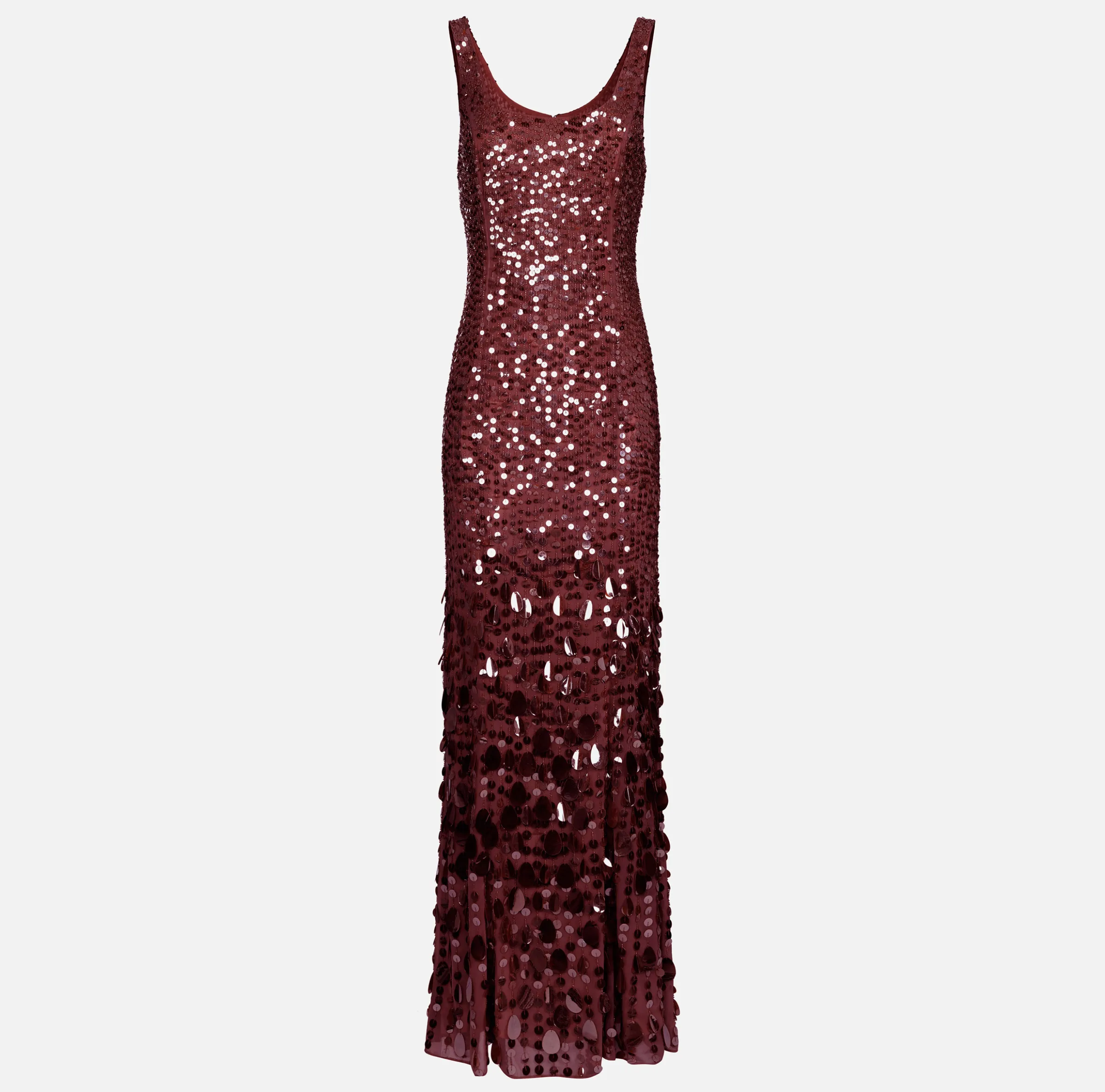 Abito red carpet in georgette ricamata con paillettes