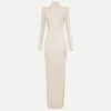 Abito red carpet in jersey con zip sul fianco