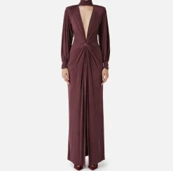 Abito red carpet in jersey cupro con nodo