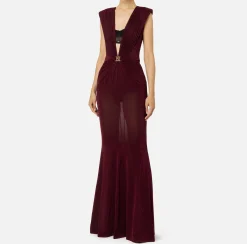 Abito red carpet in jersey lurex con reggiseno
