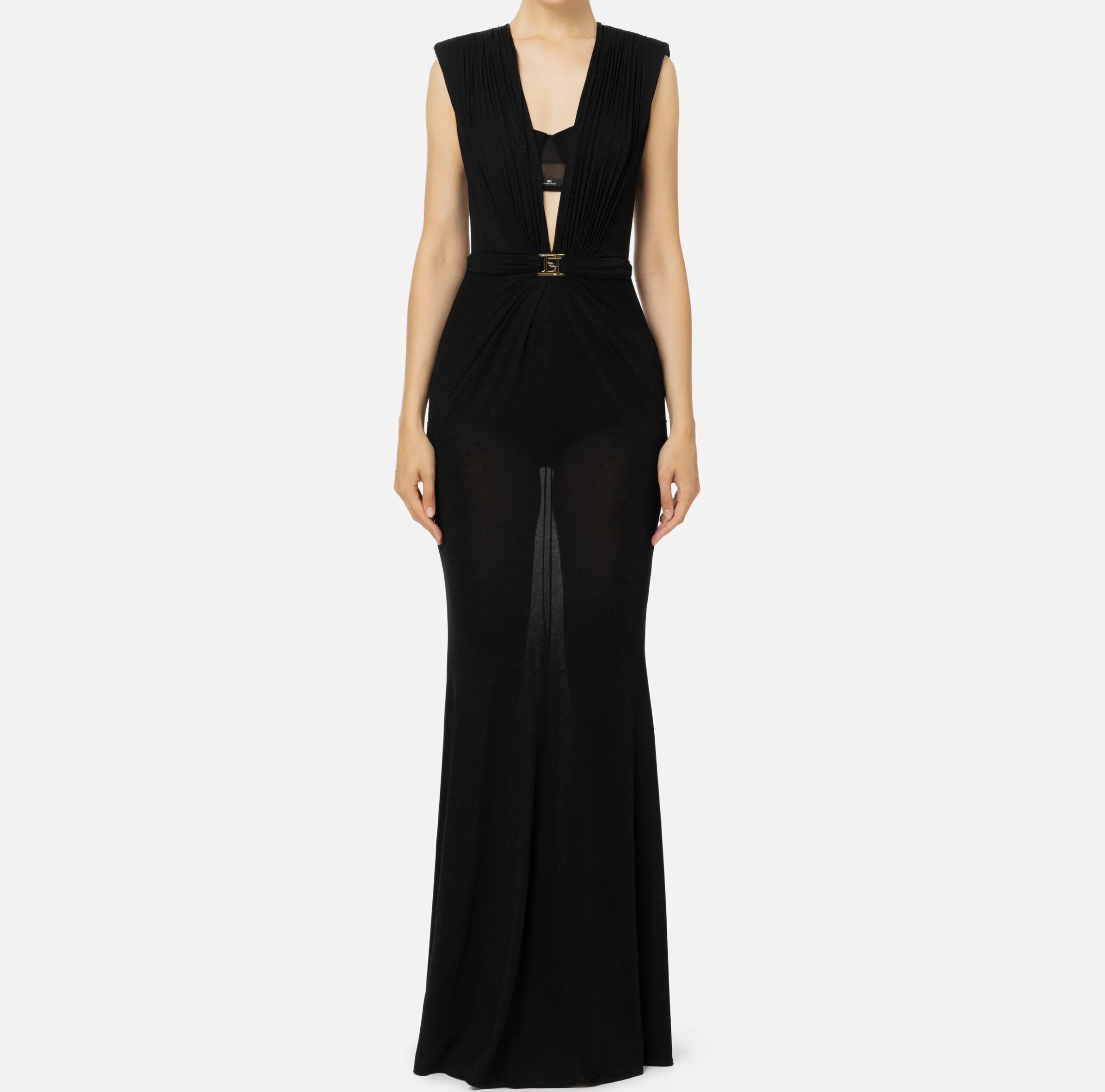Abito red carpet in jersey lurex con reggiseno