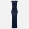 Abito red carpet in jersey lurex con reggiseno