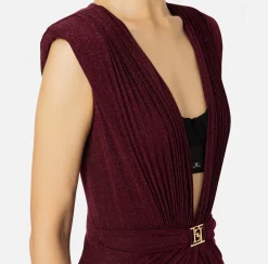 Abito red carpet in jersey lurex con reggiseno