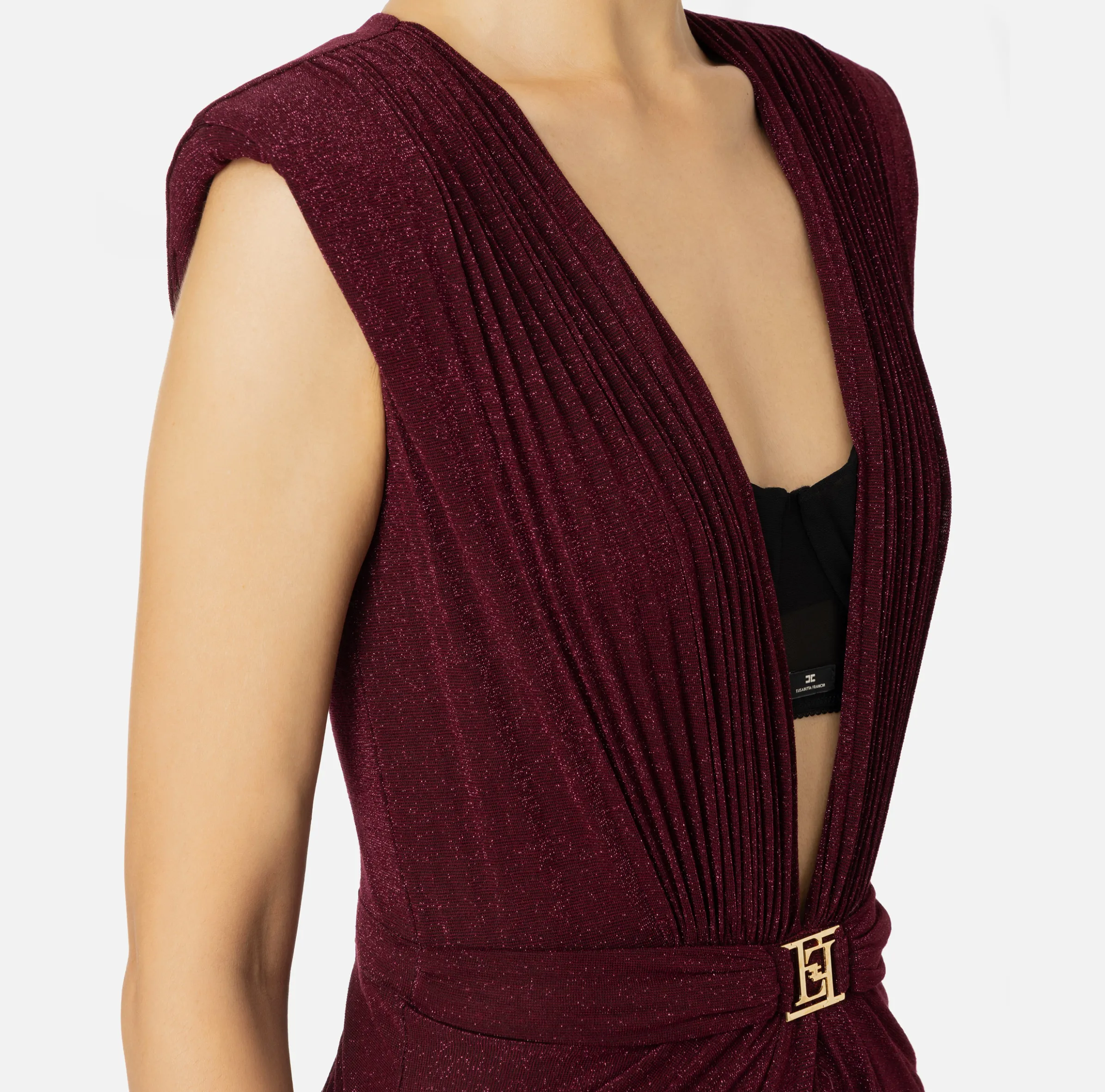 Abito red carpet in jersey lurex con reggiseno
