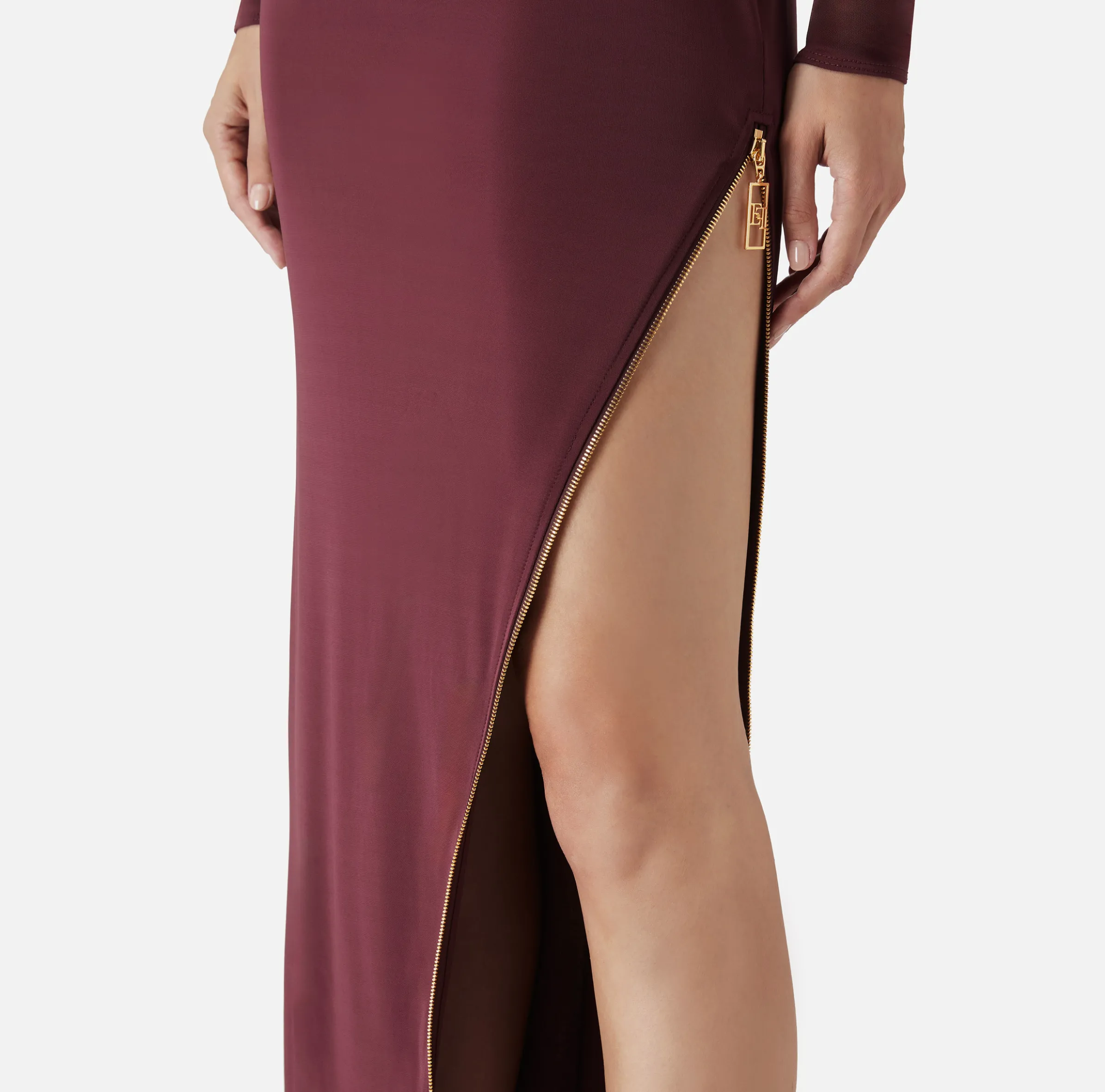Abito red carpet in jersey con zip sul fianco