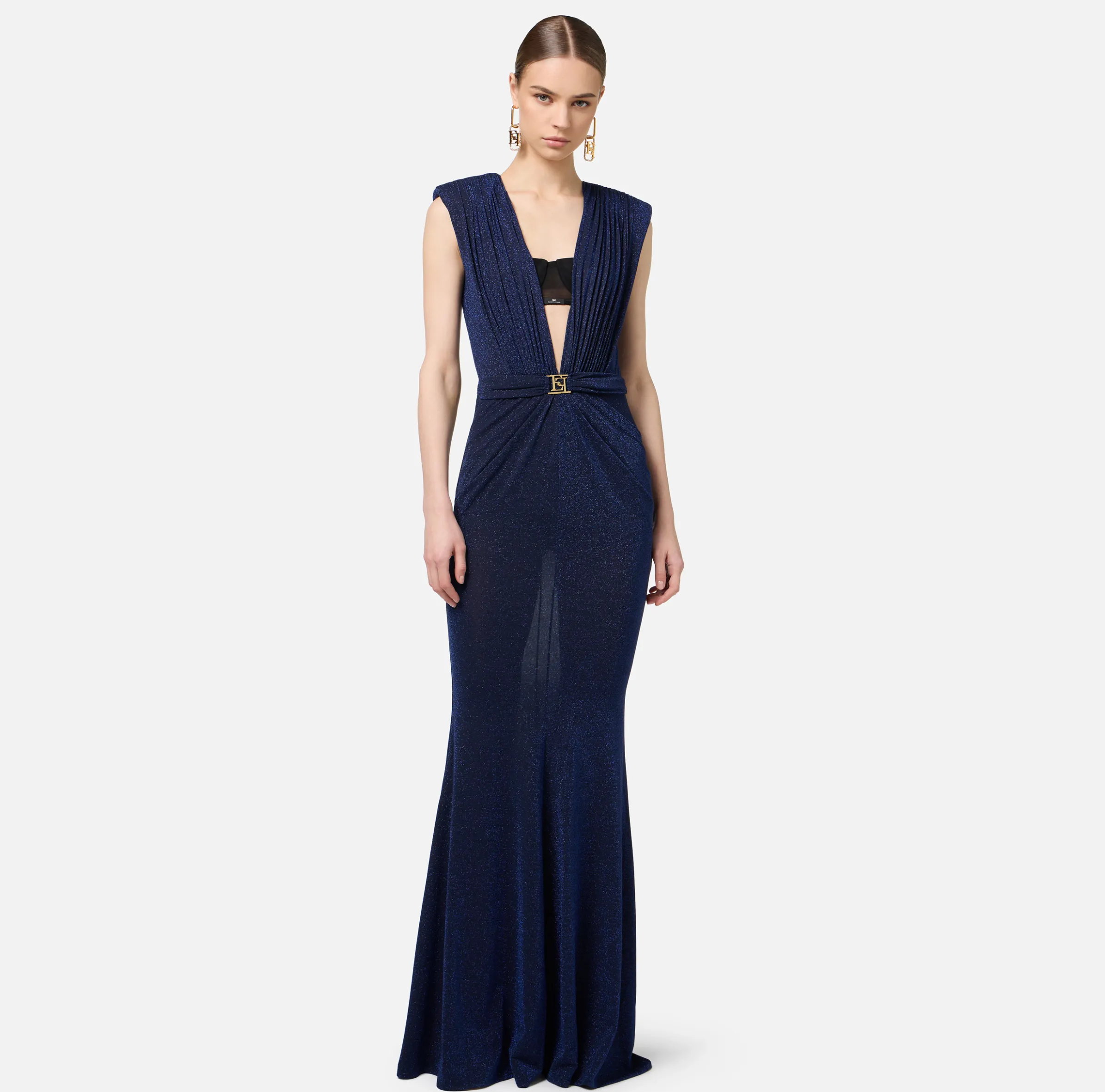 Abito red carpet in jersey lurex con reggiseno