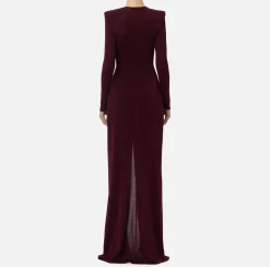 Abito red carpet in jersey lurex con nodo e accessorio logo