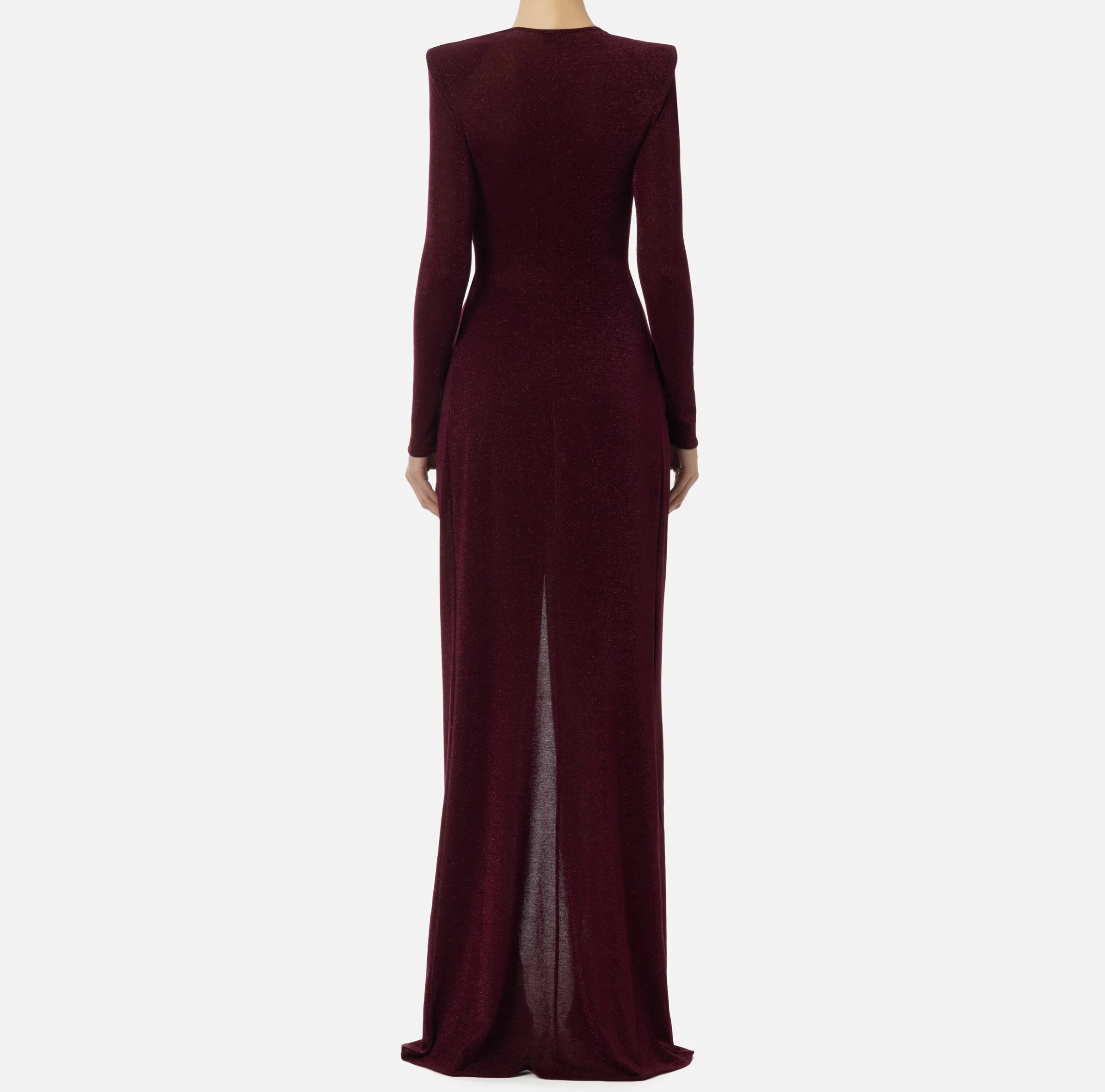 Abito red carpet in jersey lurex con nodo e accessorio logo
