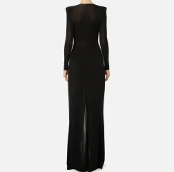 Abito red carpet in jersey lurex con nodo e accessorio logo