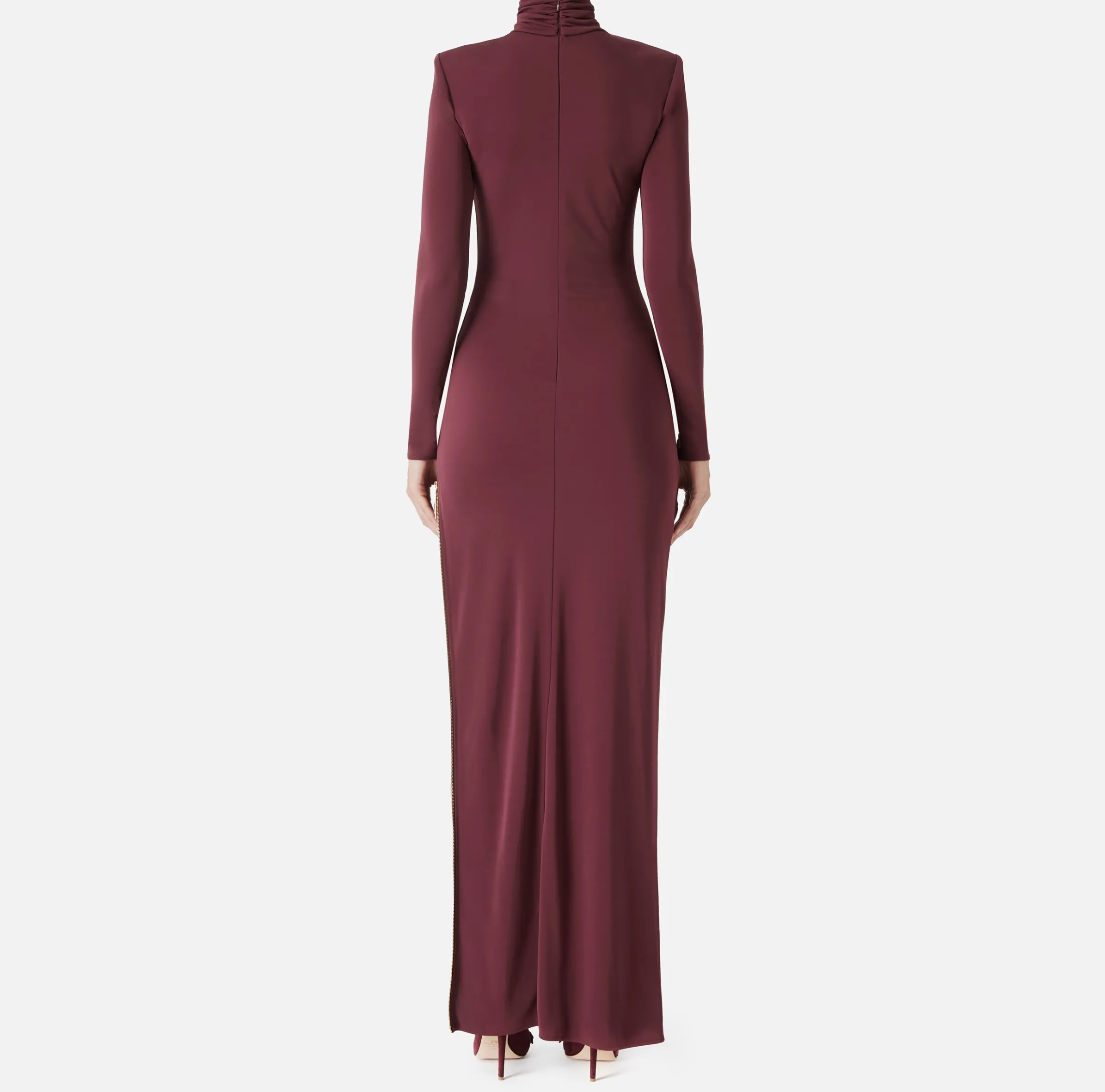 Abito red carpet in jersey con zip sul fianco