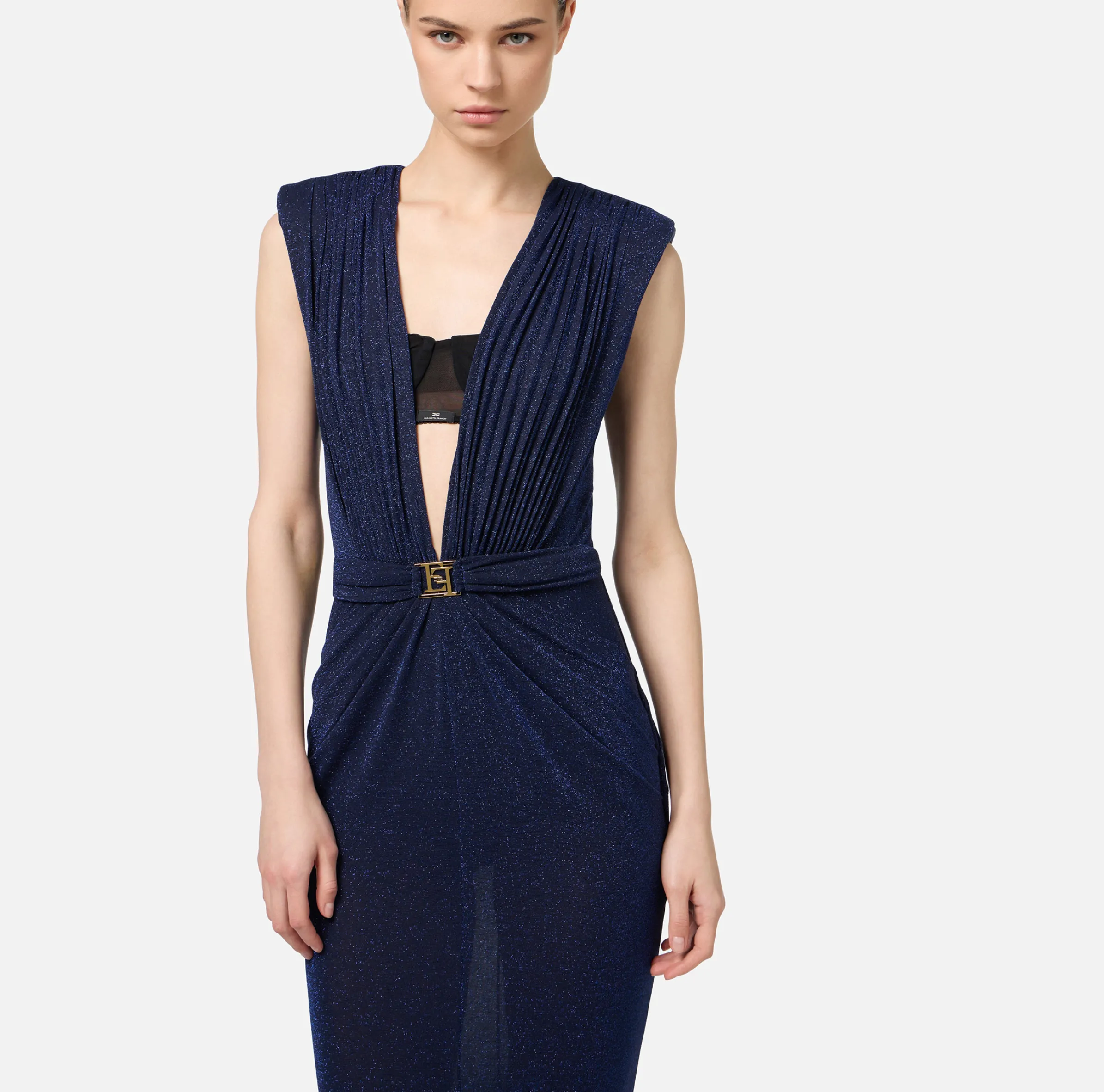 Abito red carpet in jersey lurex con reggiseno
