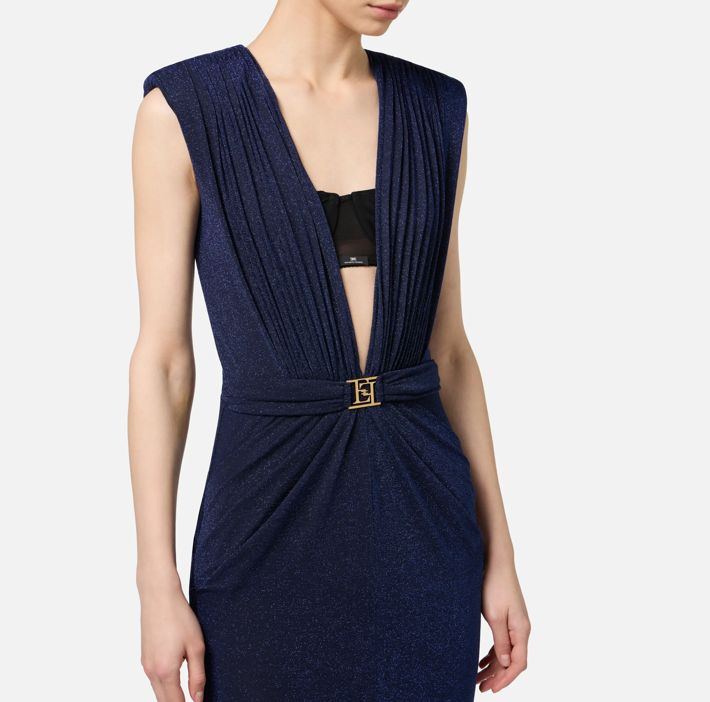 Abito red carpet in jersey lurex con reggiseno