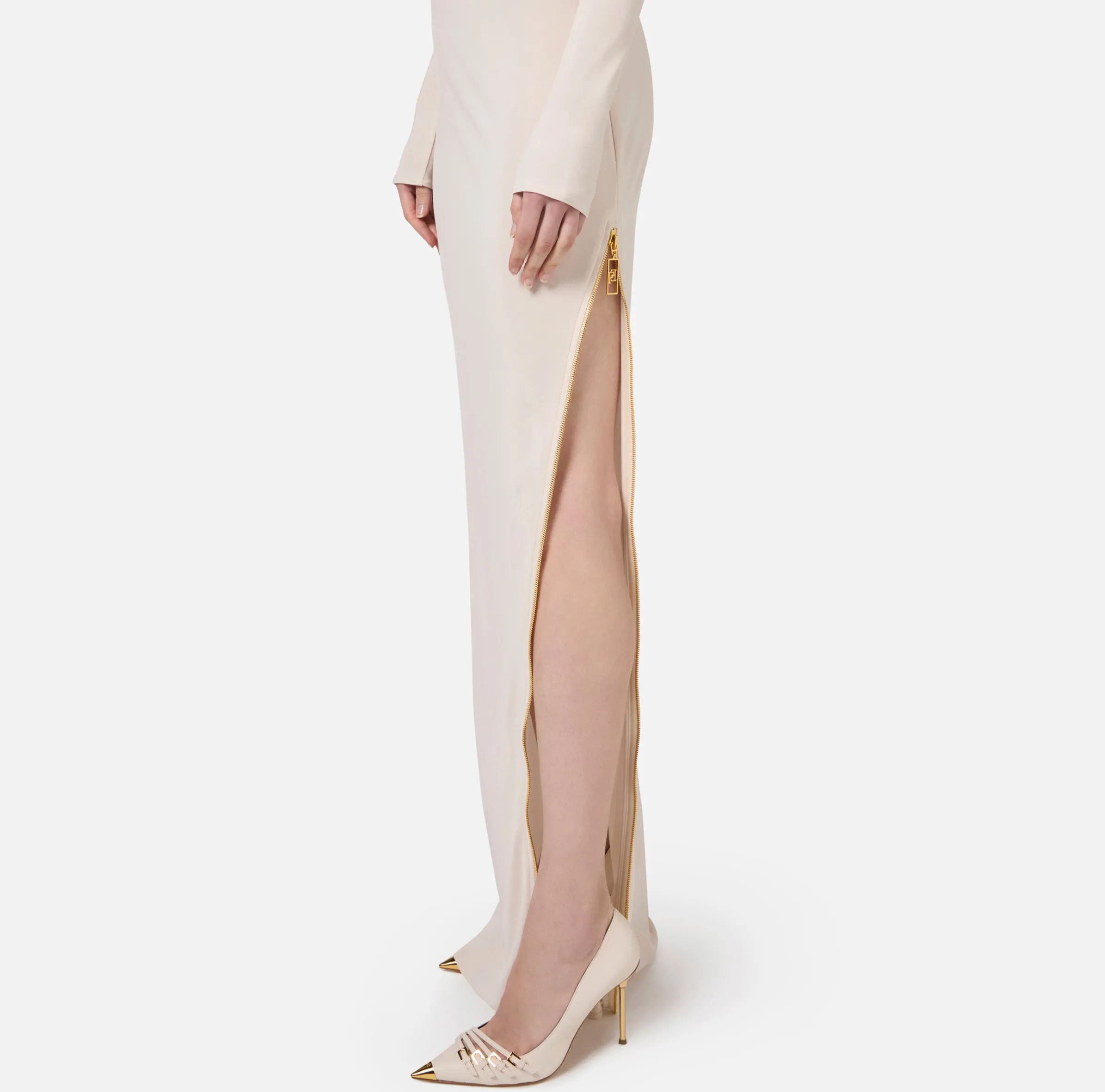 Abito red carpet in jersey con zip sul fianco