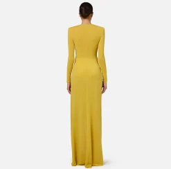 Abito red carpet in jersey lurex con nodo e accessorio logo