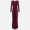 Abito red carpet in lycra con nodo e accessorio logo