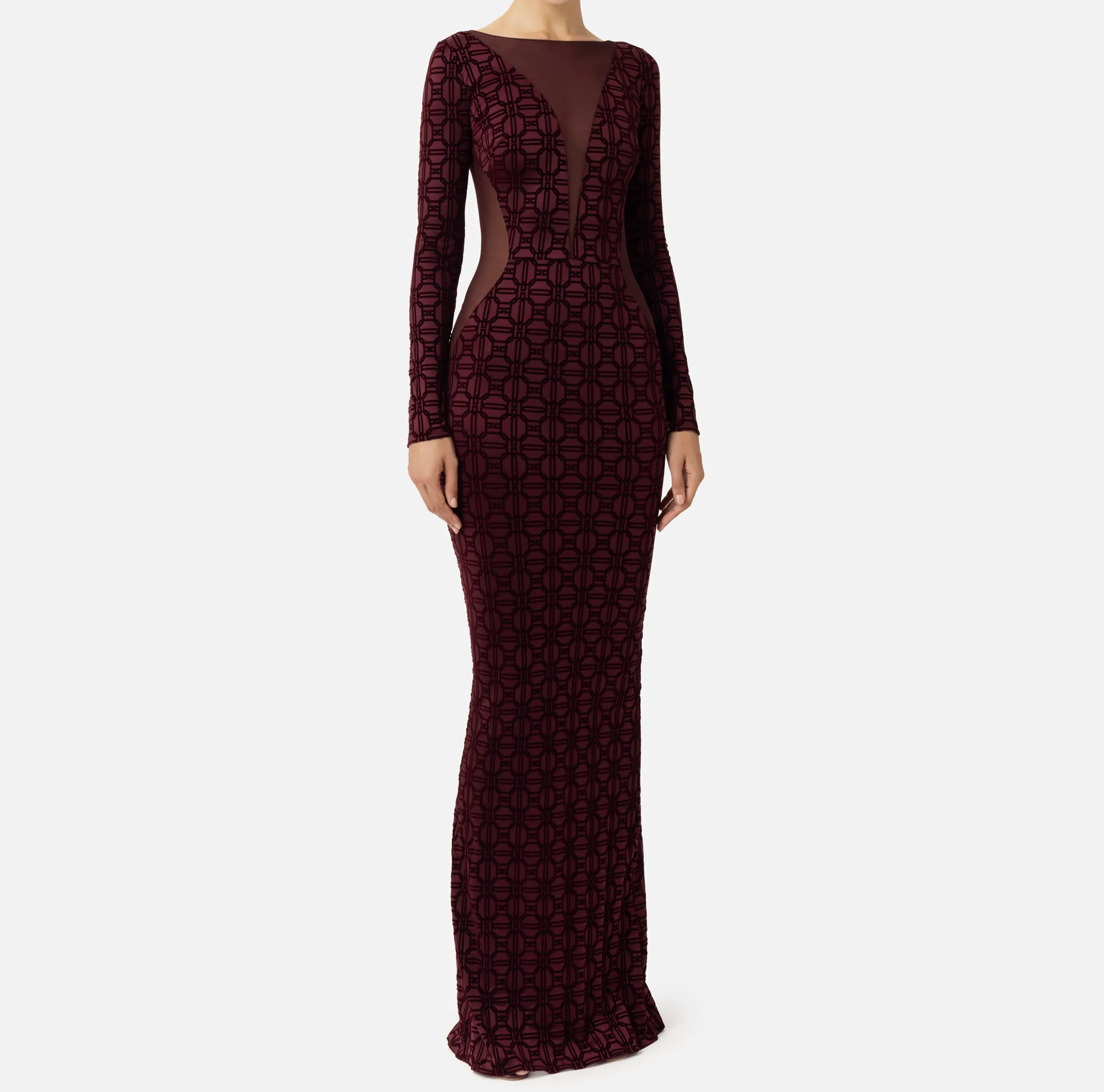 Abito red carpet in lycra flock e tulle