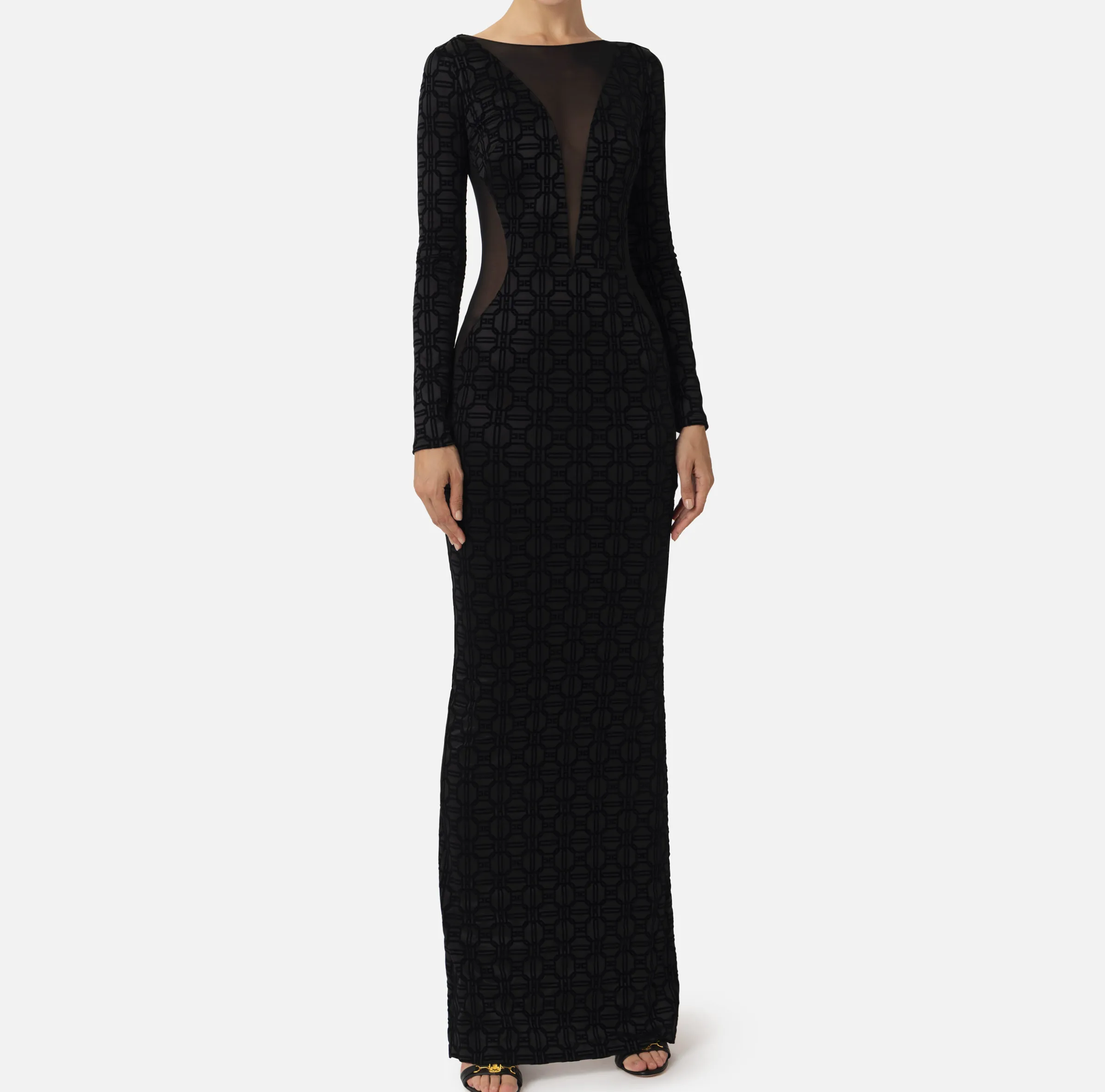 Abito red carpet in lycra flock e tulle