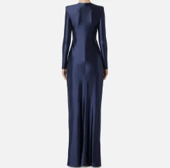 Abito red carpet in lycra con nodo e accessorio logo