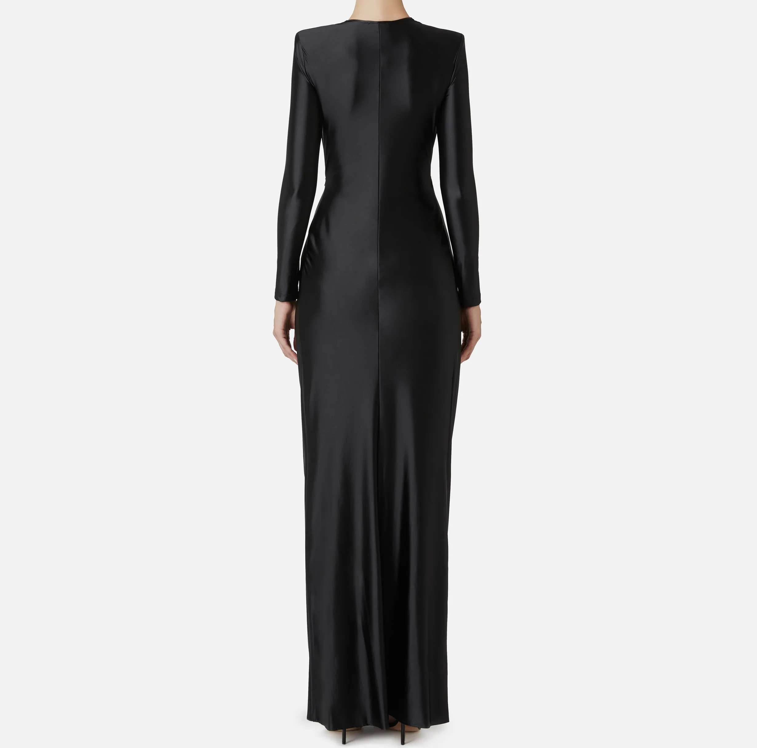Abito red carpet in lycra con nodo e accessorio logo