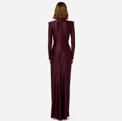 Abito red carpet in lycra con nodo e accessorio logo