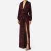 Abito red carpet in paillettes con inserti in raso