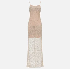Abito red carpet in tulle ricamato con paillettes disegno losanga