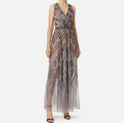 Abito red carpet in tulle con ricamo paillettes chevron