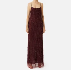 Abito red carpet in tulle ricamato con paillettes disegno losanga