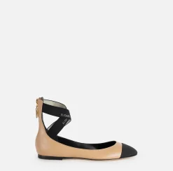 Ballerina in nappa con elastici jacquard