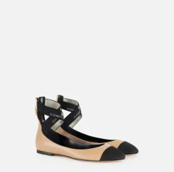Ballerina in nappa con elastici jacquard