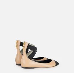 Ballerina in nappa con elastici jacquard